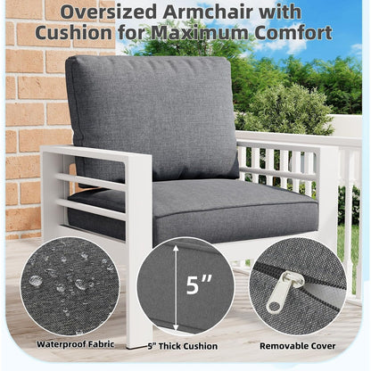 AECOJOY 7 Pieces Aluminum Patio Furniture Set Outdoor Conversation Set