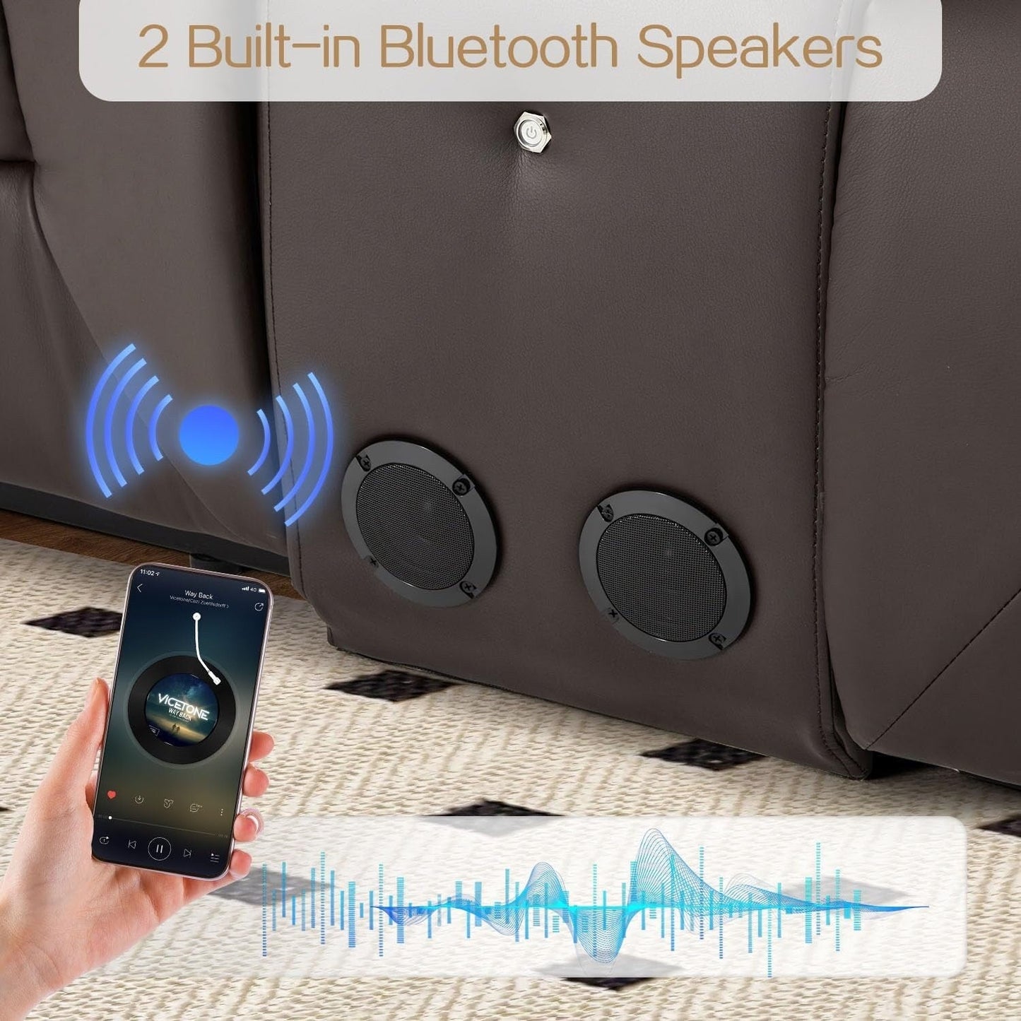 AECOJOY Recliner Sofa Manual RV Reclining Couch PU Home Theater Seating w/ Console