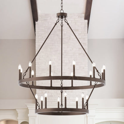 Acroma 20-light Modern Farmhouse 40In Round Wagon Wheel Chandelier with UL