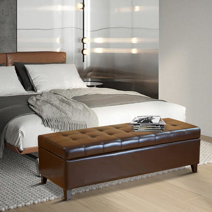 Adeco 50 Bonded Leather Storage Ottoman Bench