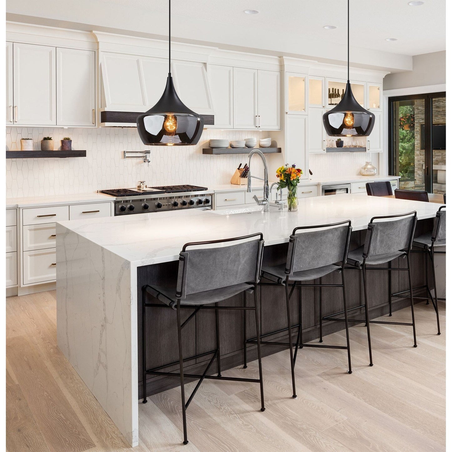 Adesso Black or Steel Eliza Pendant Lamp