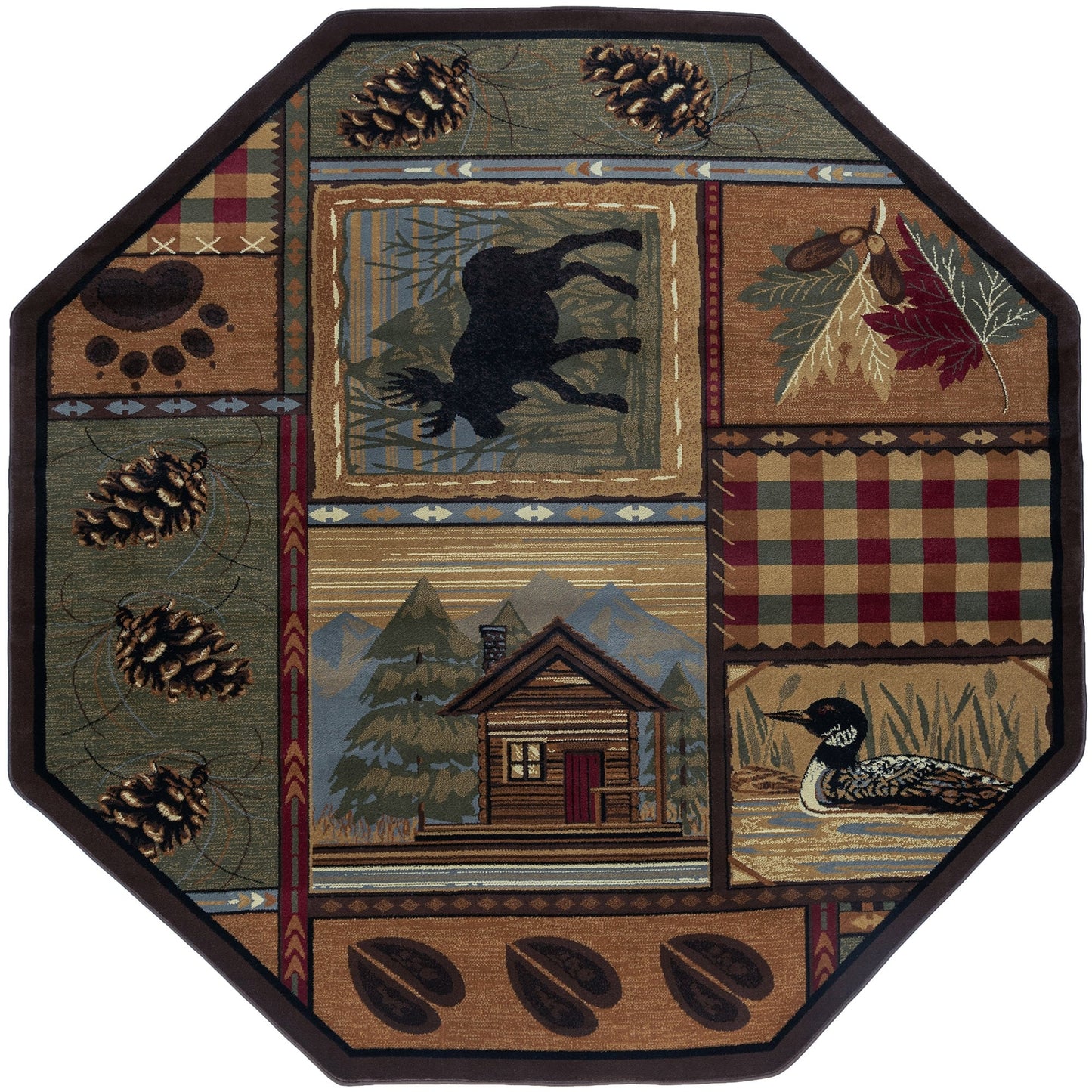 Area Rug & Runner - Lodge Cabin Farmhouse Rugs for Living Room Bedroom Dining Room Kitchen 2x3 / 3x8 / 5x7 / 8x10 / 9x12 / Round