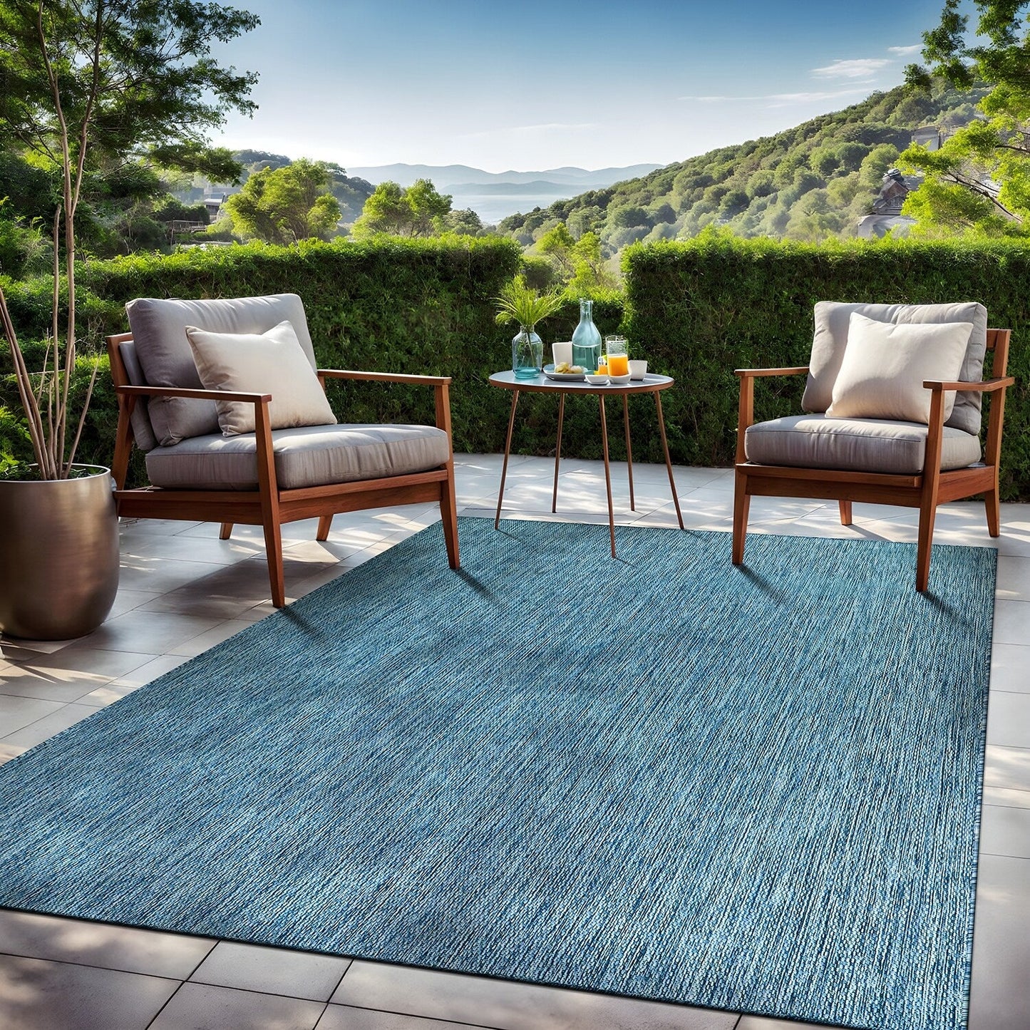 Aloha Washable Solid Indoor Outdoor Area Rug Patio Deck Living Room