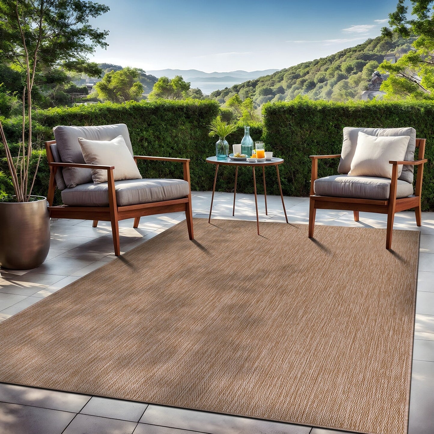 Aloha Washable Solid Indoor Outdoor Area Rug Patio Deck Living Room