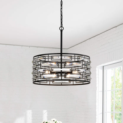 Anita Drum Shade Chandelier with Clear Glass Prism