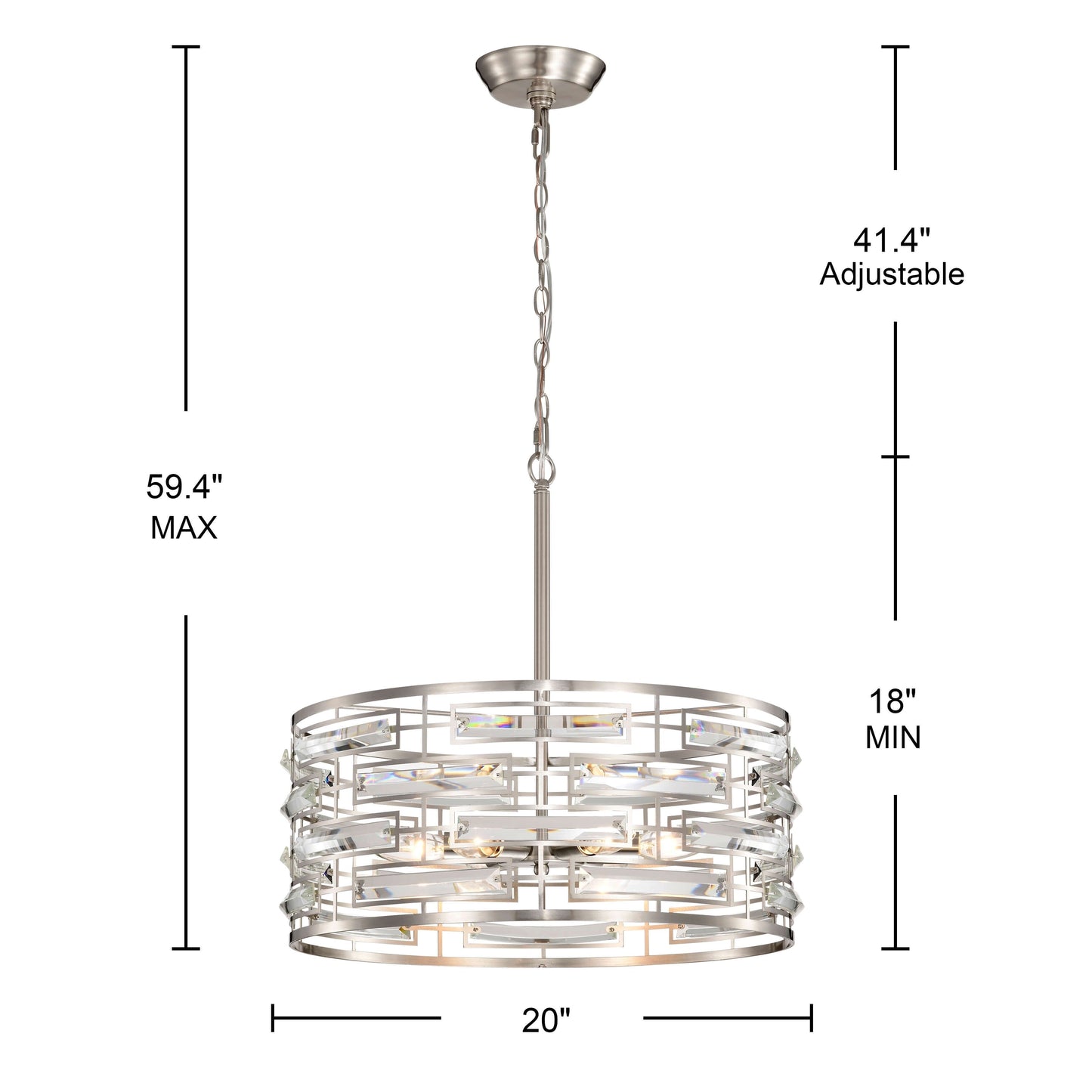 Anita Drum Shade Chandelier with Clear Glass Prism