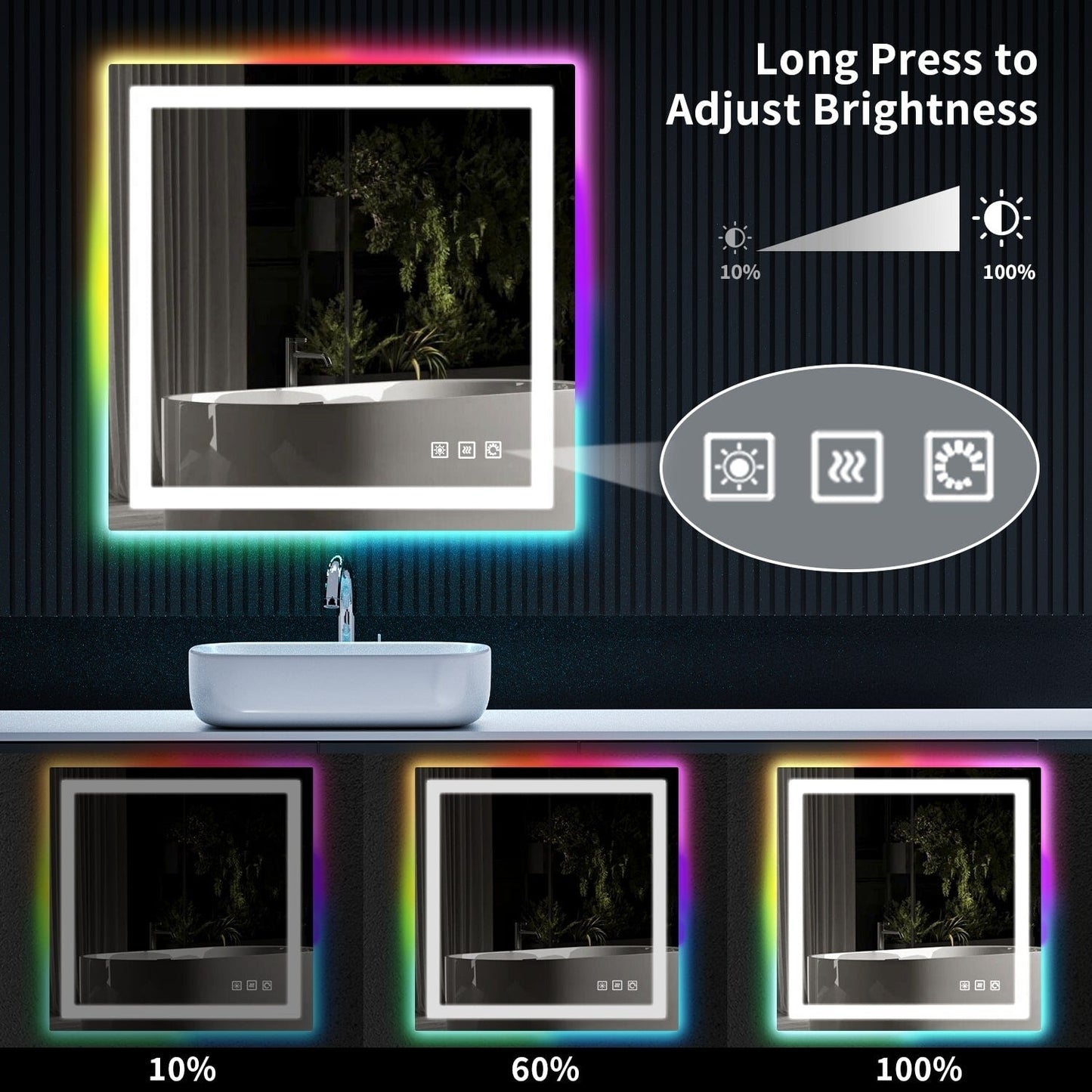 Anti-Fog RGB Backlit & LED Frontlit Bathroom Mirror