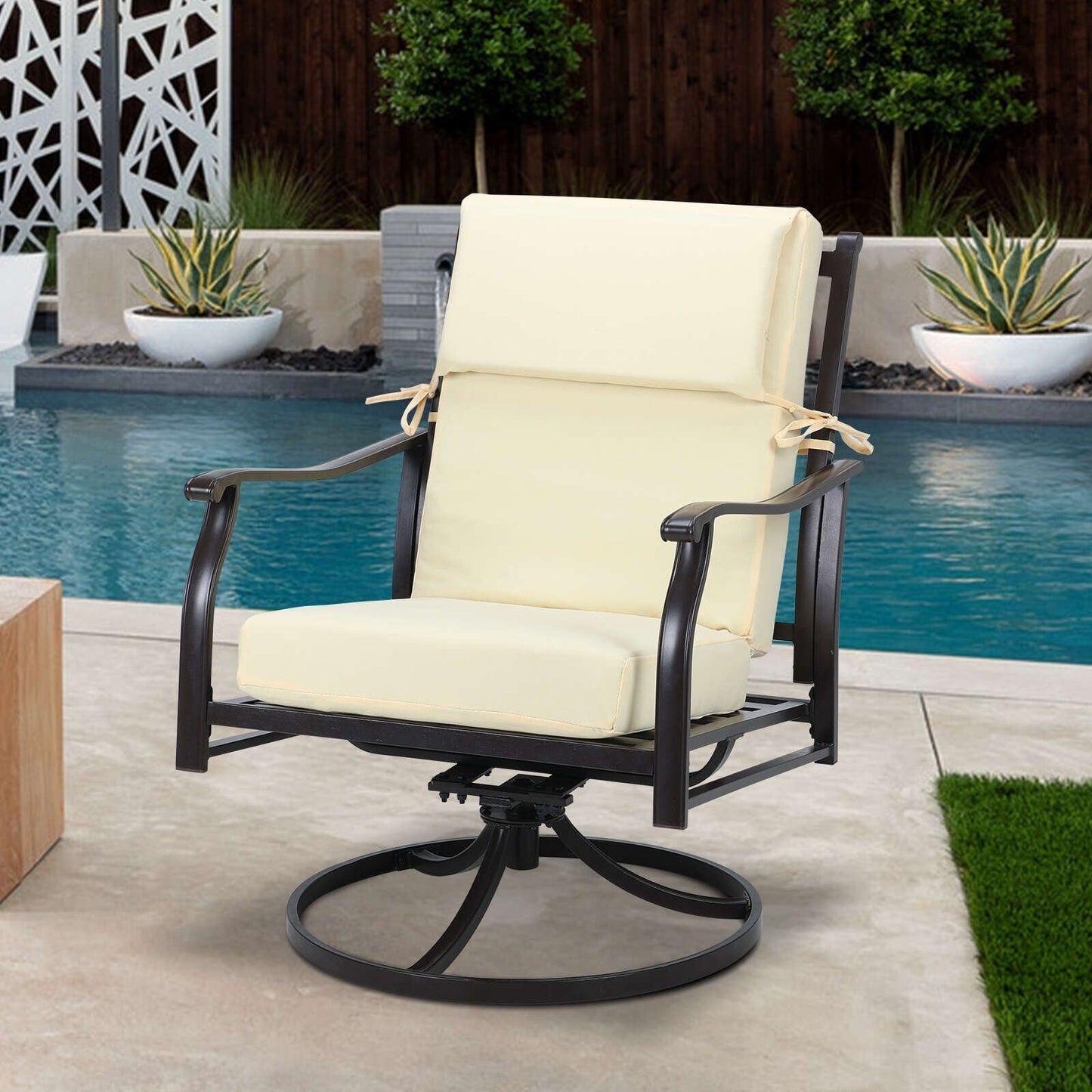 Aoodor Patio High Back Chair Cushions Set of 4, 46x21x4 Inches(Only Cushions)