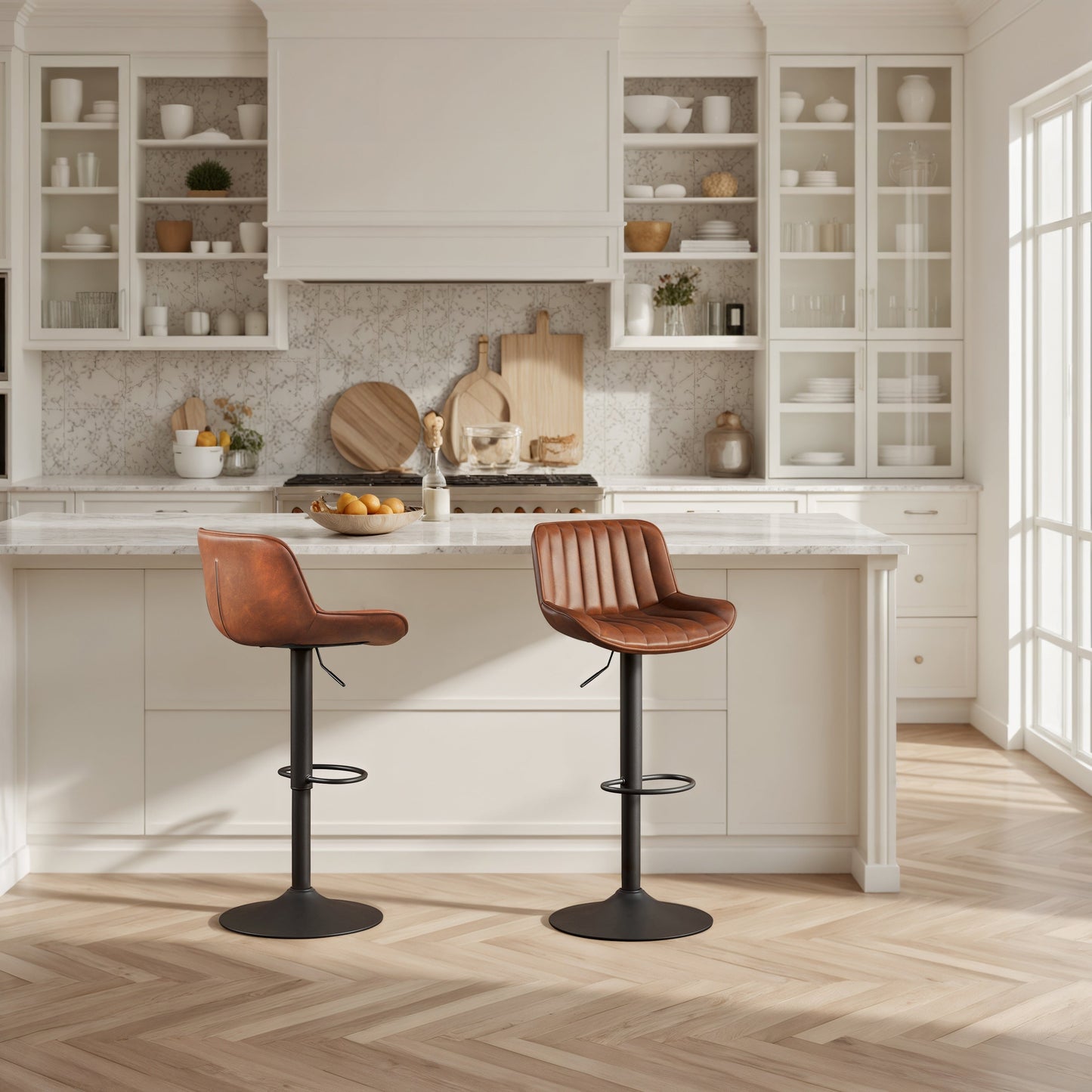 Art Leon Adjustable Height Swivel Barstool, Set of 2