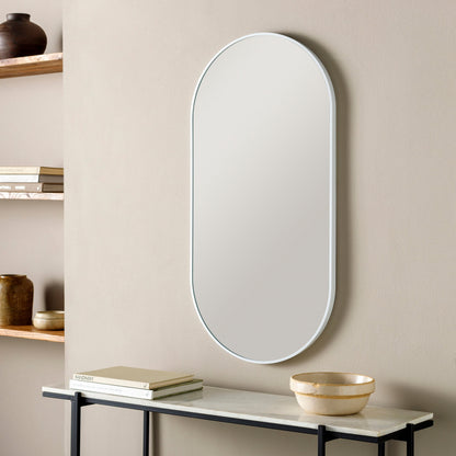 Livabliss Aranya Modern Aluminum Oval Pill-Shaped Accent Mirror