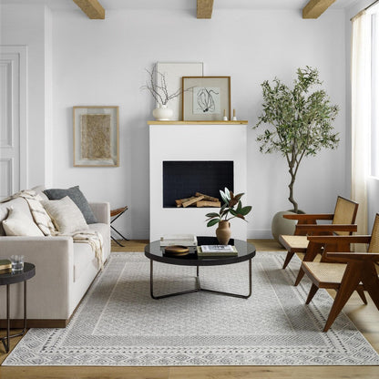 Livabliss Tiffany Grey Bohemian Border Area Rug