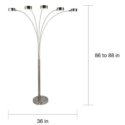 Strick & Bolton Charlie Brushed Steel Arched 5-light Floor Lamp