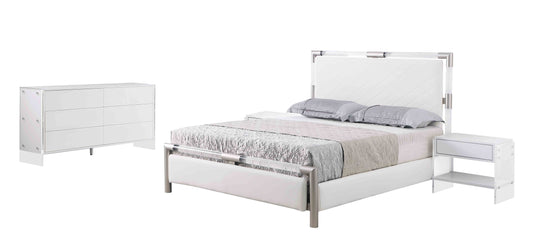 Acrylic Bedroom Set w/ King Bed, Buffet & Lamp Table | Modern Motion - BARCELONA-KG-3PC