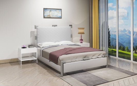 Acrylic Bedroom Set w/ Queen Bed, Buffet & Lamp Table | Modern Motion - BARCELONA-QN-3PC