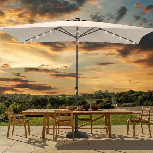 BONOSUKI 6x9FT LED Patio Market Umbrellas Table Umbrella w/Tilt Button