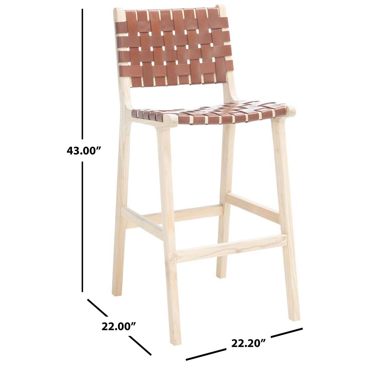 Adah Leather Bar Stool | Safavieh - BST1014