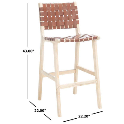 Adah Leather Bar Stool | Safavieh - BST1014