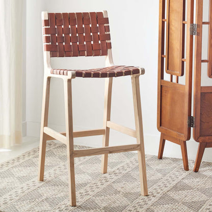 Adah Leather Bar Stool | Safavieh - BST1014
