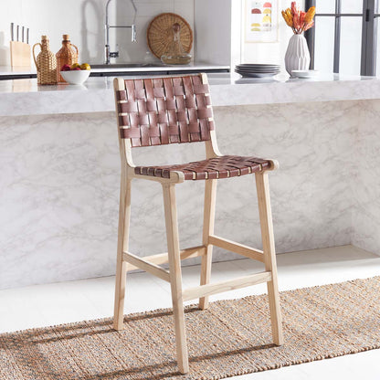 Adah Leather Bar Stool | Safavieh - BST1014