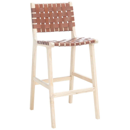 Adah Leather Bar Stool | Safavieh - BST1014