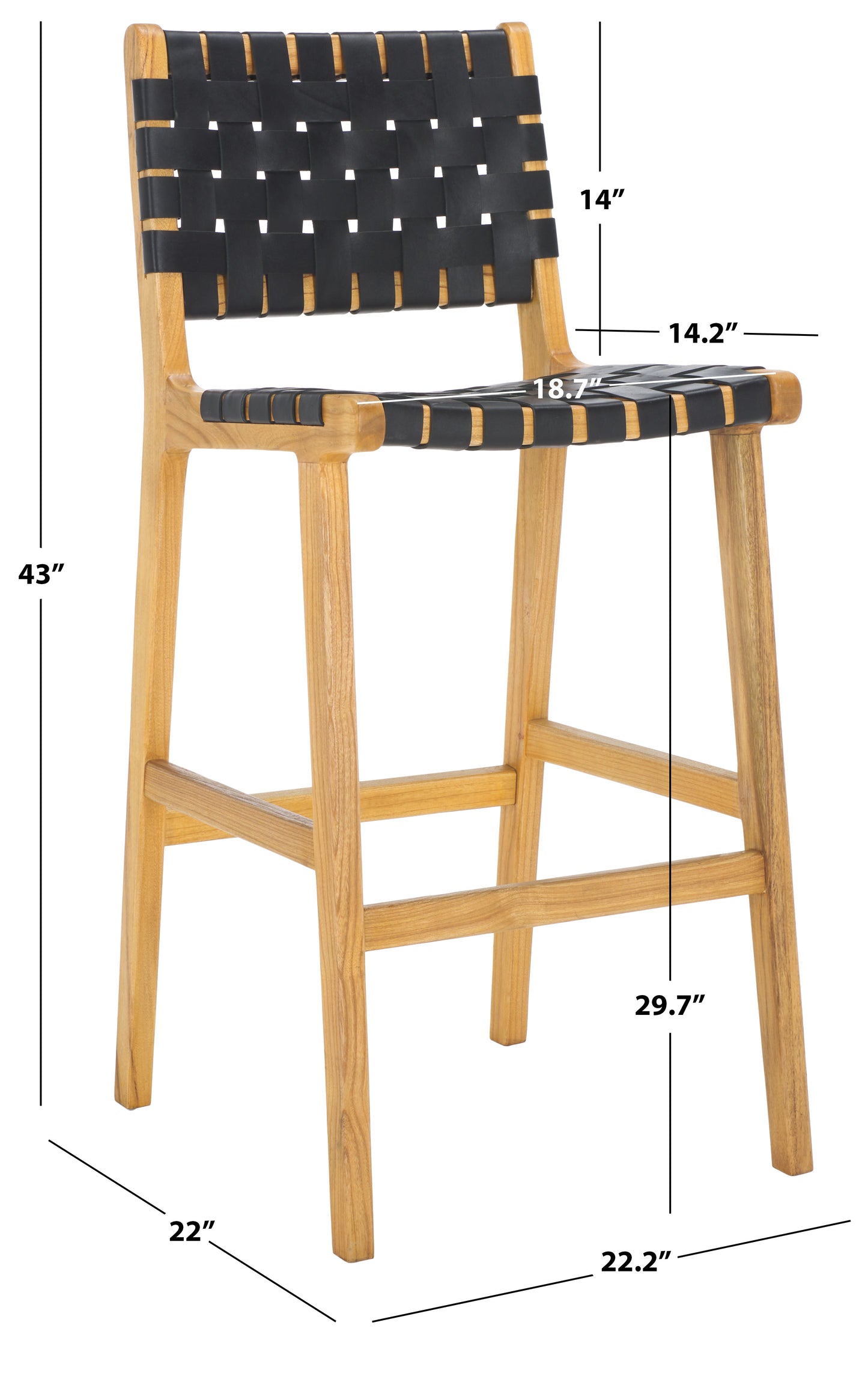 Adah Leather Bar Stool | Safavieh - BST1014