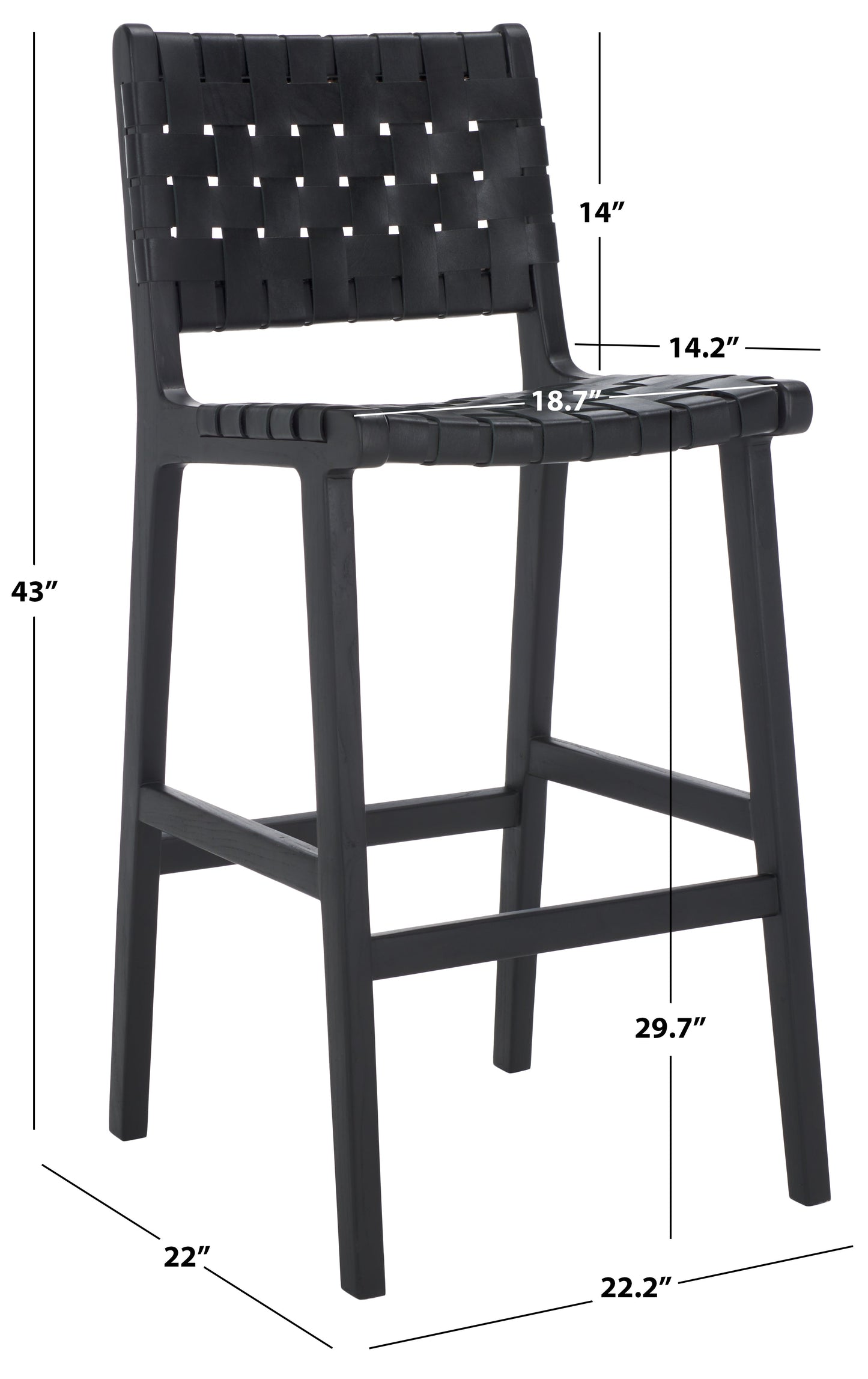 Adah Leather Bar Stool | Safavieh - BST1014