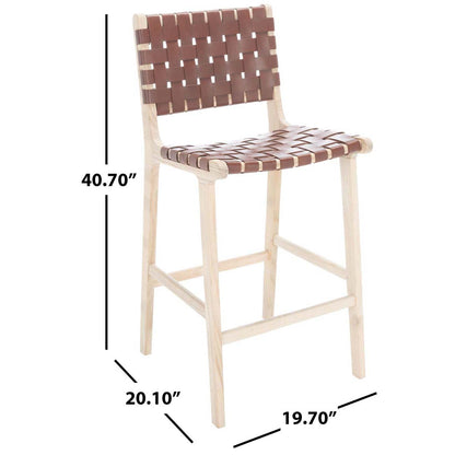 Adah Leather Counter Stool | Safavieh - BST1015