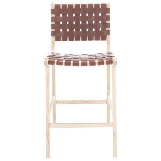 Adah Leather Counter Stool | Safavieh - BST1015