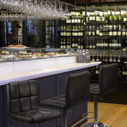 Bar Stools Adjustable Armless Swivel PU Leather Barstools Set of 2