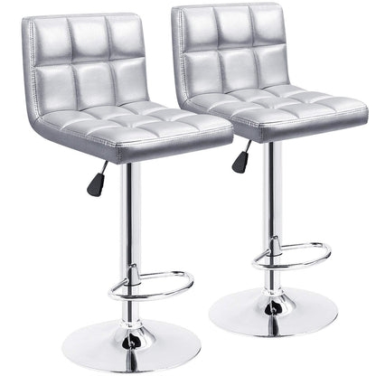 Bar Stools Adjustable Armless Swivel PU Leather Barstools Set of 2