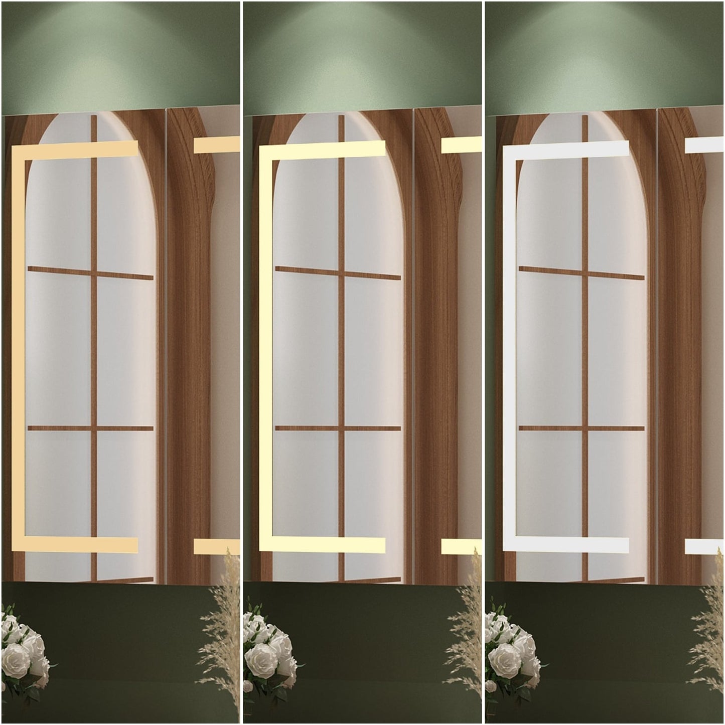 Bathroom Medicine Cabinet LED Mirror Anti-Fog 6000K Wall Cabinet White