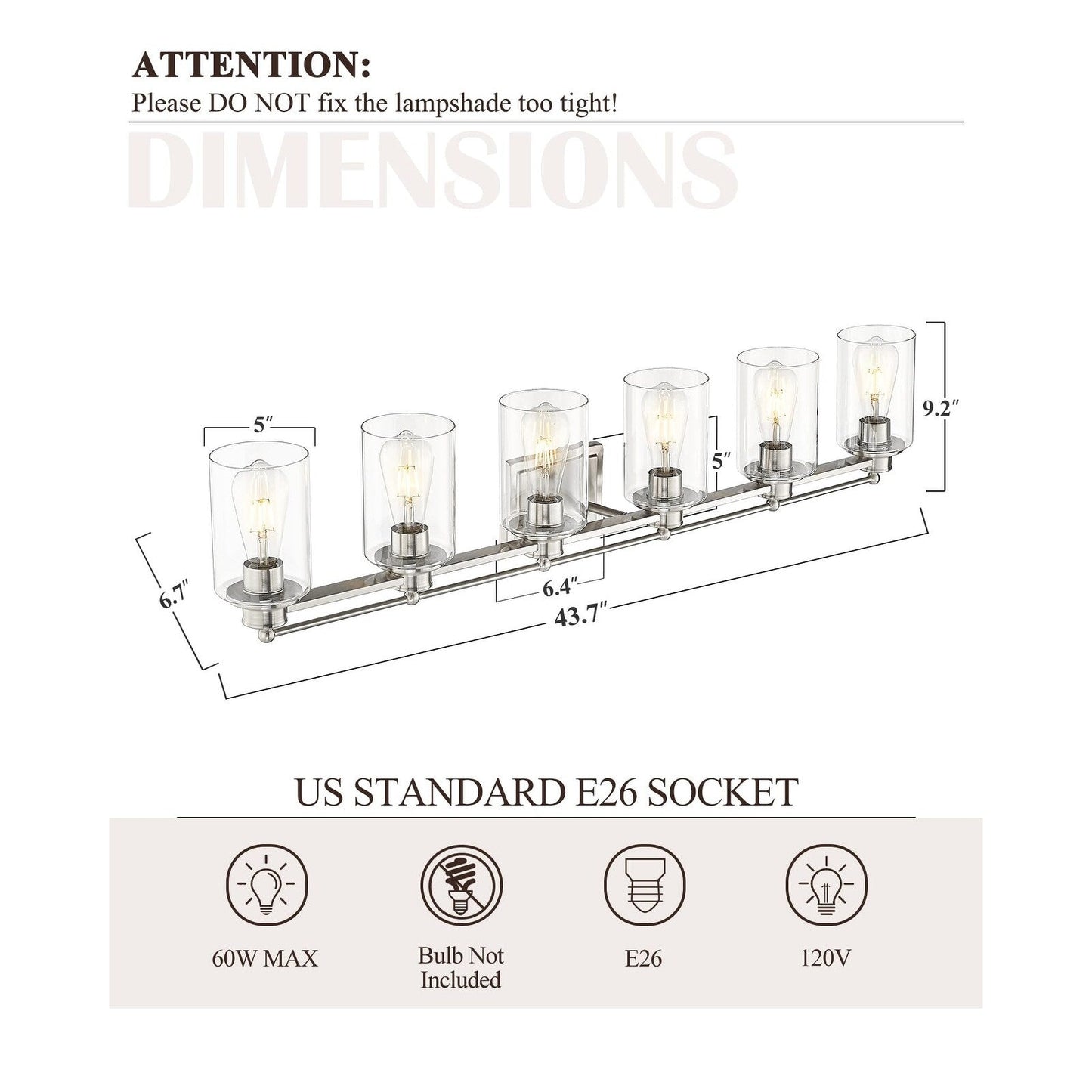 Bathroom Vanity Light,Wall Sconce Lamp Over Mirror with Clear Glass Shade