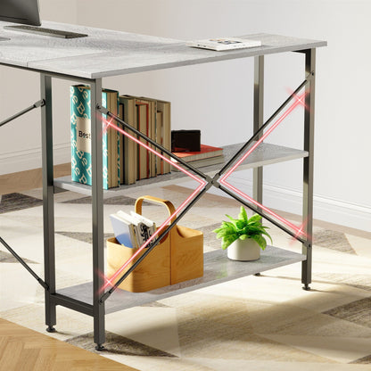 Small L Shaped Desk with Storage Shelves Corner Computer Desk