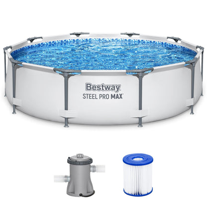 Bestway Steel Pro MAX 10'x30 Round Above Ground Outdoor Swimming Pool with Pump - 10ft. X 30in.