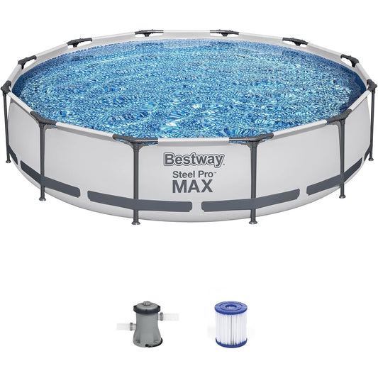 Bestway Steel Pro MAX 10'x30 Round Above Ground Outdoor Swimming Pool with Pump - 10ft. X 30in.