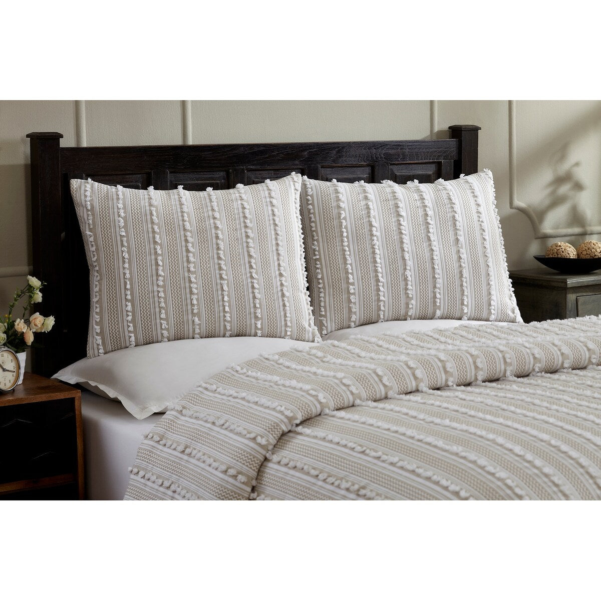 Better Trends Angelique Comforter Set 100% Cotton Tufted Soft Plush Chenille Elegant Stripes Machine Washable & Tumble Dry