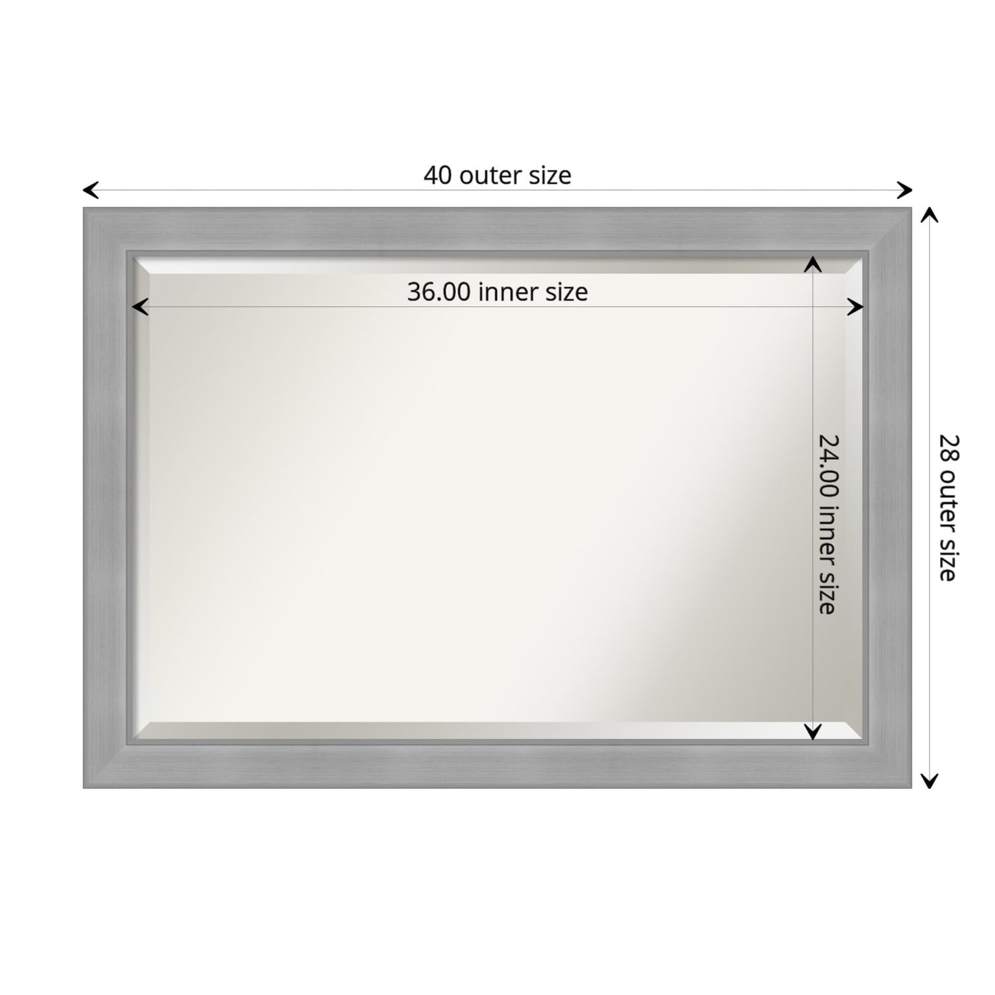 Beveled Bathroom Wall Mirror - Vista Brushed Nickel Frame
