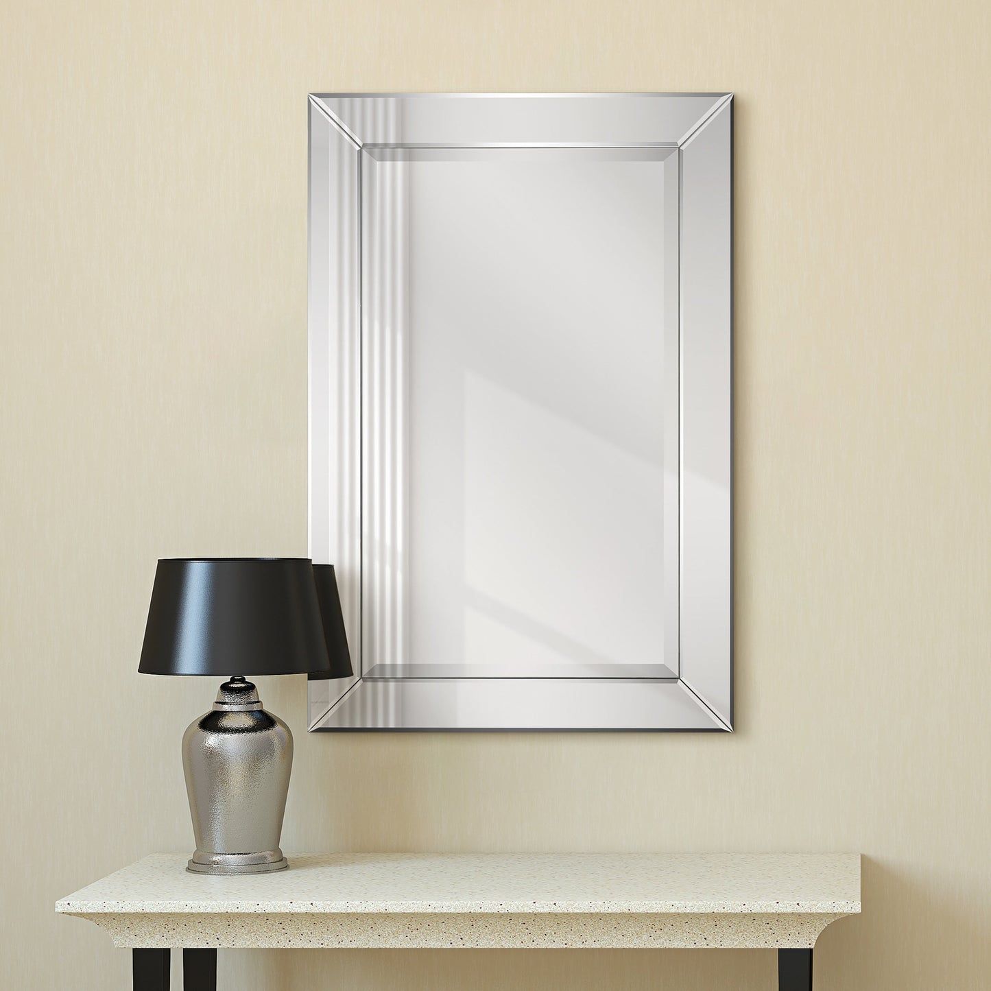 Beveled Rectangular Clear HD Wall Mounted Mirror for Bathroom, Vanity, Bedroom Mirrors, 3 sizes