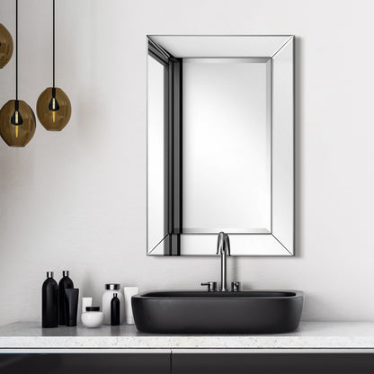 Beveled Rectangular Clear HD Wall Mounted Mirror for Bathroom, Vanity, Bedroom Mirrors, 3 sizes