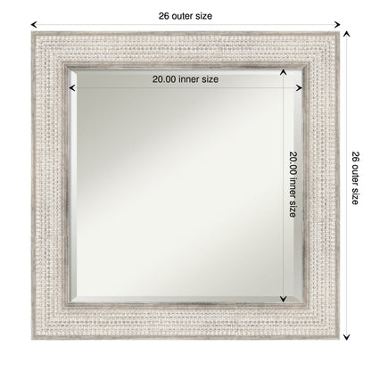 Beveled Wood Bathroom Wall Mirror - Trellis Silver Frame - Trellis Silver