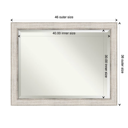 Beveled Wood Bathroom Wall Mirror - Trellis Silver Frame - Trellis Silver