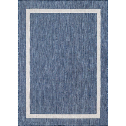 Beverly Rug Modern Bordered Indoor Outdoor Rug, Outside Carpet for Patio, Deck, Porch