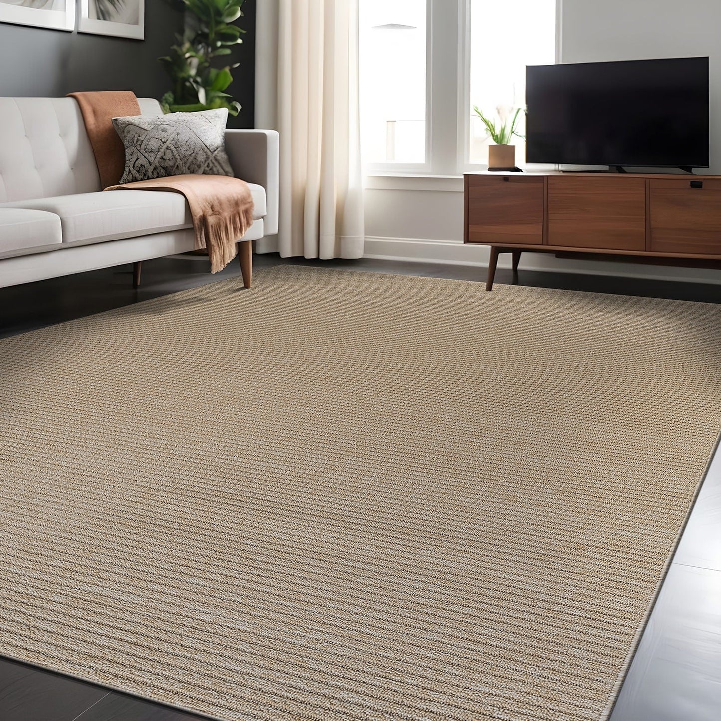 Beverly Rug Solid Color Non-Slip Rubber Back Washable Indoor Area Rug