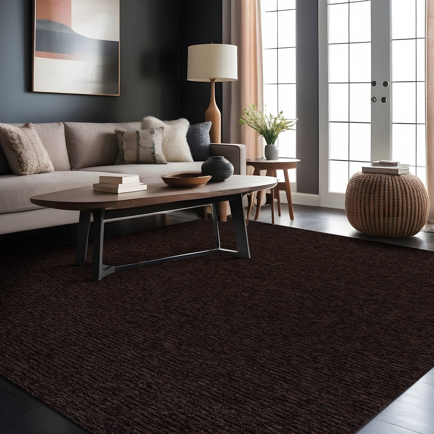 Beverly Rug Solid Color Non-Slip Rubber Back Washable Indoor Area Rug