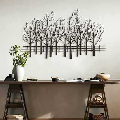 Black Metal Field of Trees Wall Decor