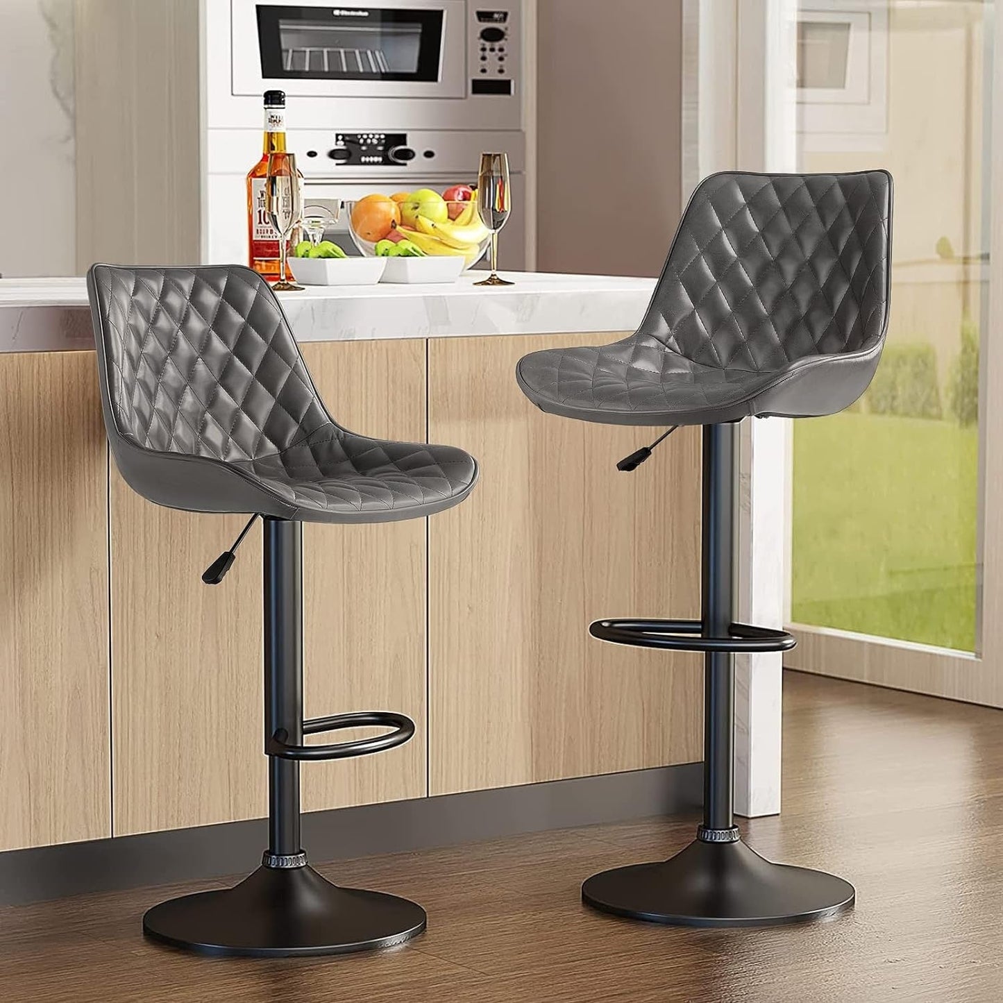 Bossin Adjustable Swivel Bar Stools with Backs – Counter Height