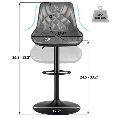 Bossin Adjustable Swivel Bar Stools with Backs – Counter Height