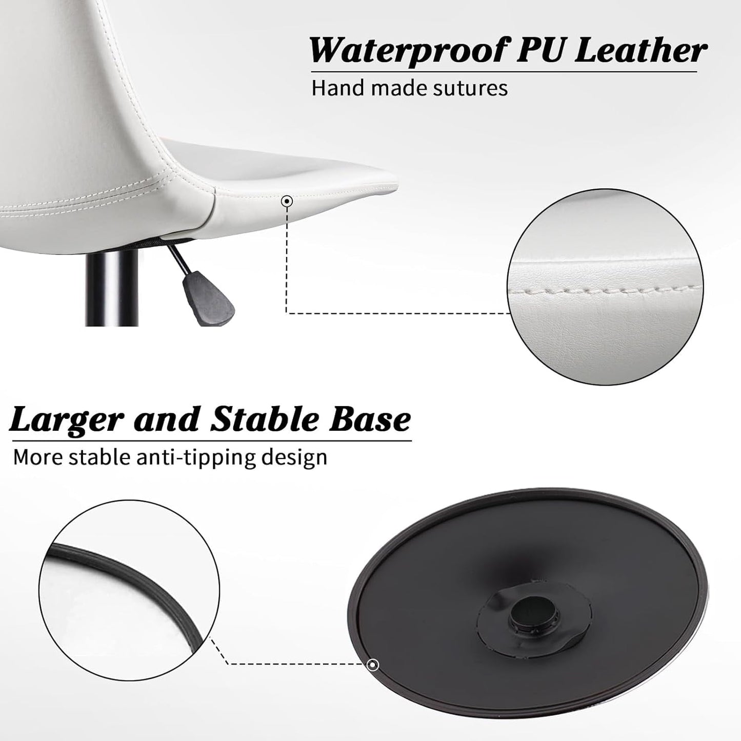 Bossin Adjustable Swivel Bar Stools with Backs – Counter Height