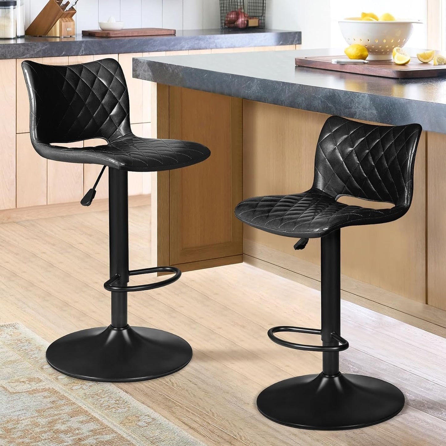Bossin Adjustable Swivel Bar Stools with Backs – Counter Height