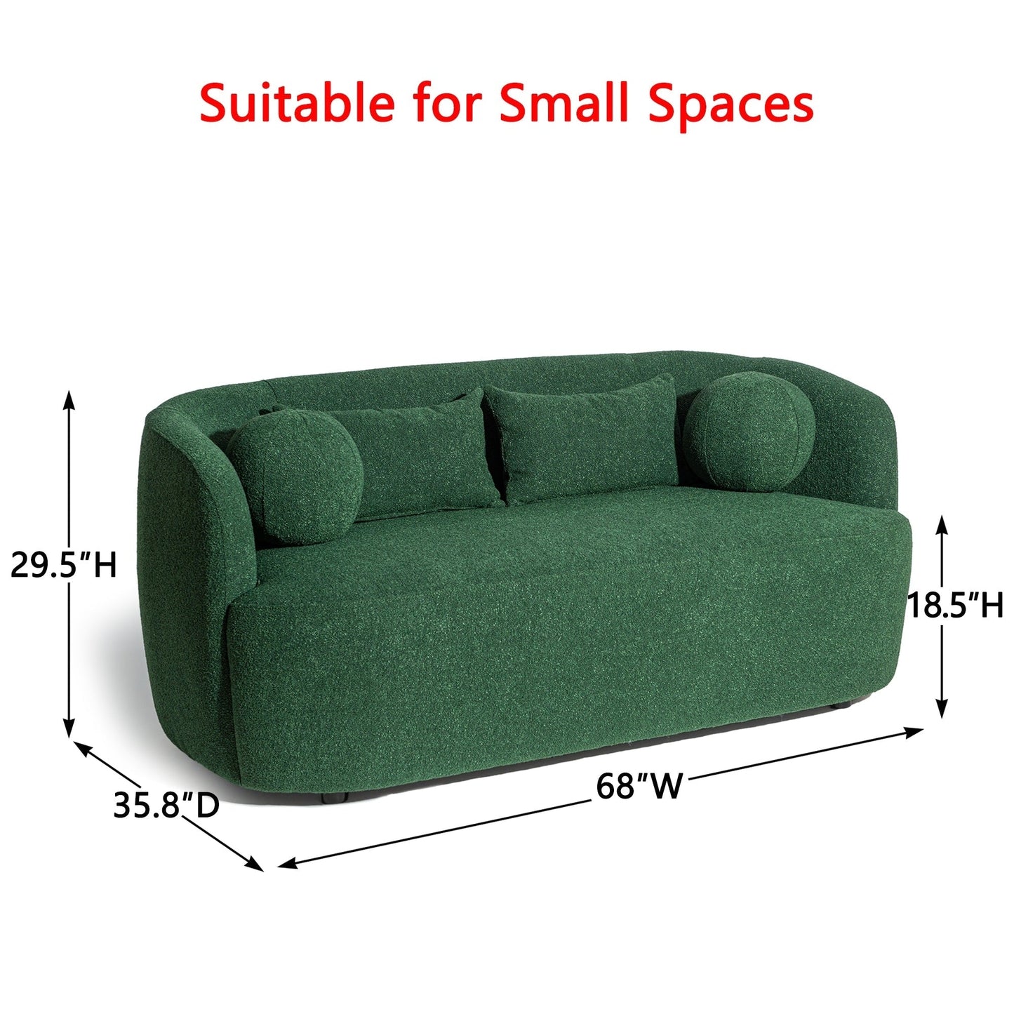 KINWELL Boucle Upholstered 2-Seats Loveseat with Pillows